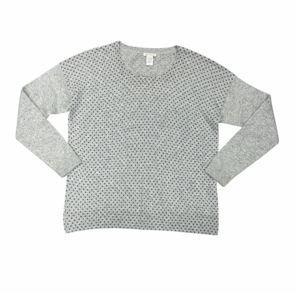 White + Warren Heather Gray Dot-Pattern Crewneck Sweater